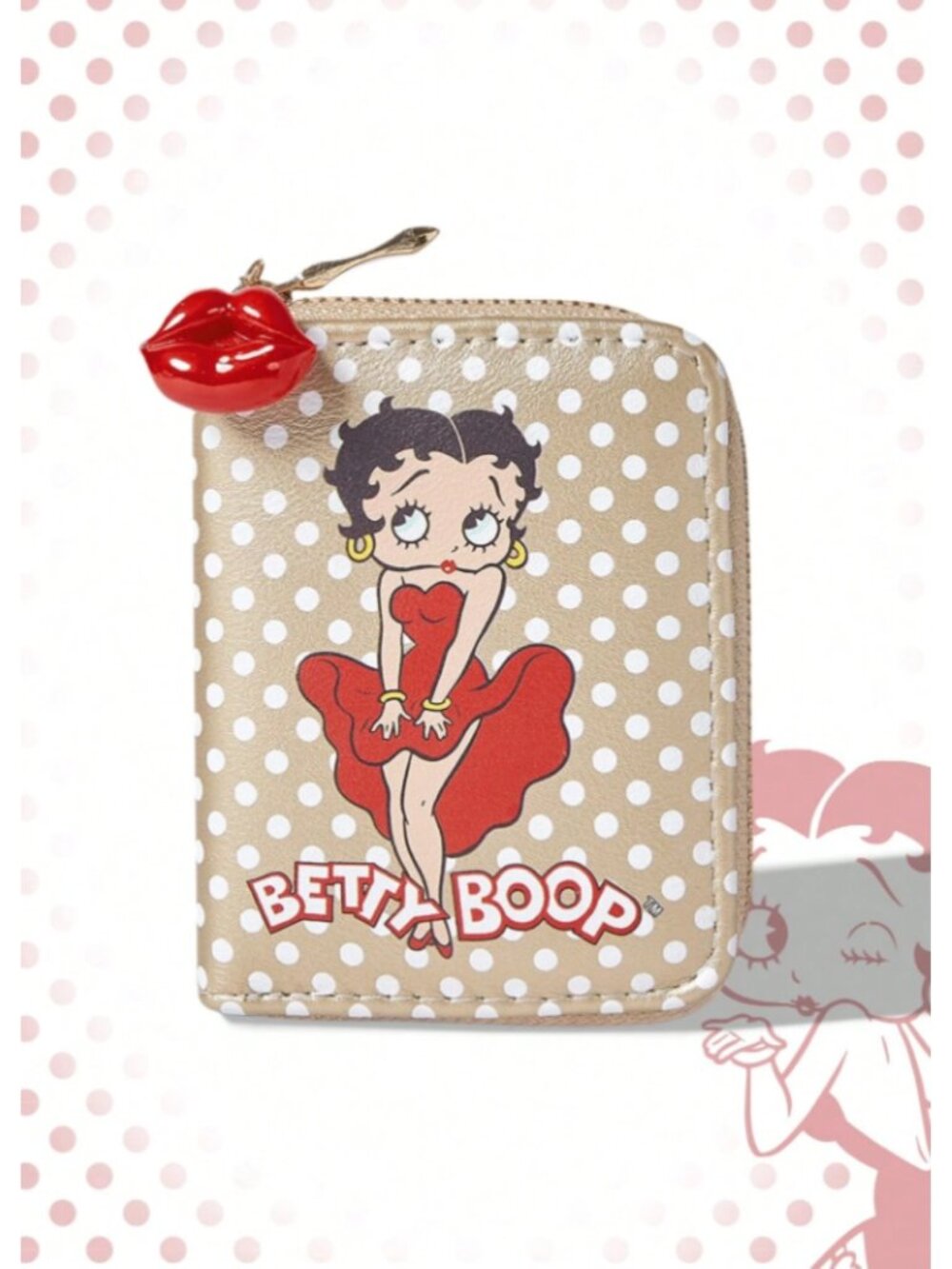 Betty Boop Gold White Red Cartoon Short Wallet Cute Polka Dot Fashion Wallet